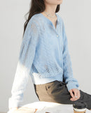 Loose Casual Mohair Hollow Knitted Cardigan