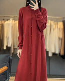 Oversized Button Detailed Wool Dress