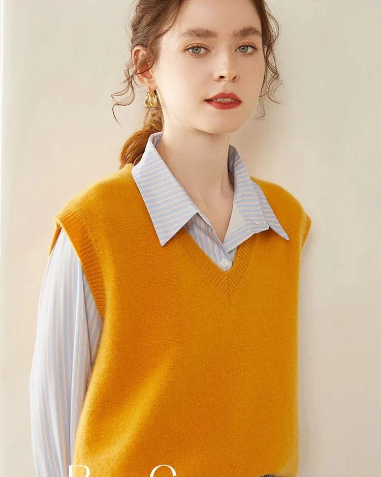 100% Cashmere V-Neck Pullover Vest