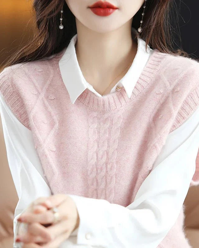 O-Neck 100% Wool Sweater Vest