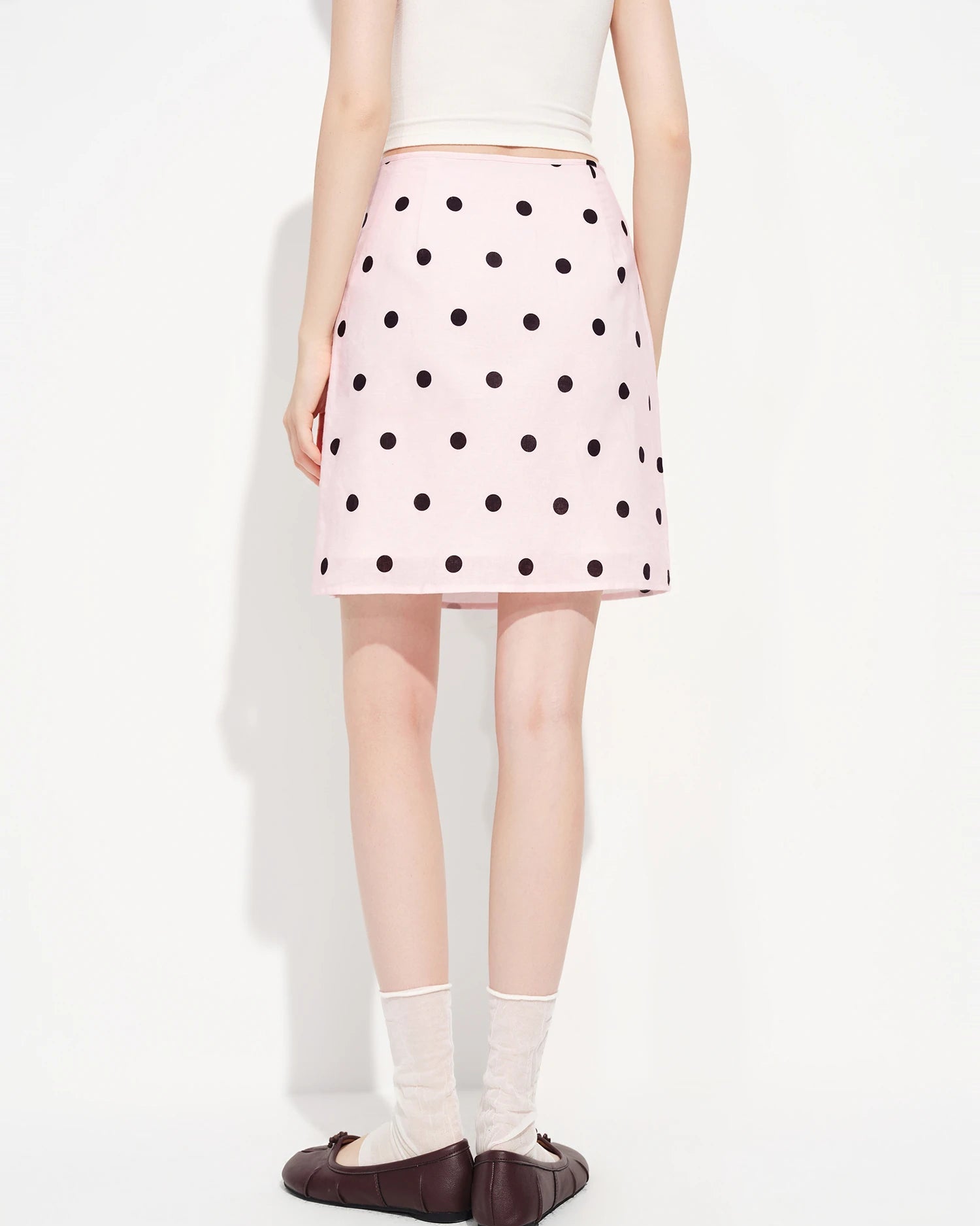 High-Waisted Polka Dot A-Line Mini Skirt