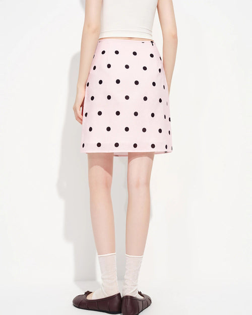 High-Waisted Polka Dot A-Line Mini Skirt