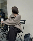 Oversized Irregular Zipper High Neck Cashmere Sweater