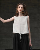 Linen Sleeveless O-Neck Casual Top