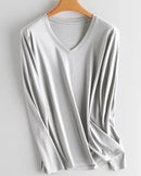 Soft Knit V-Neck Long Sleeve Top