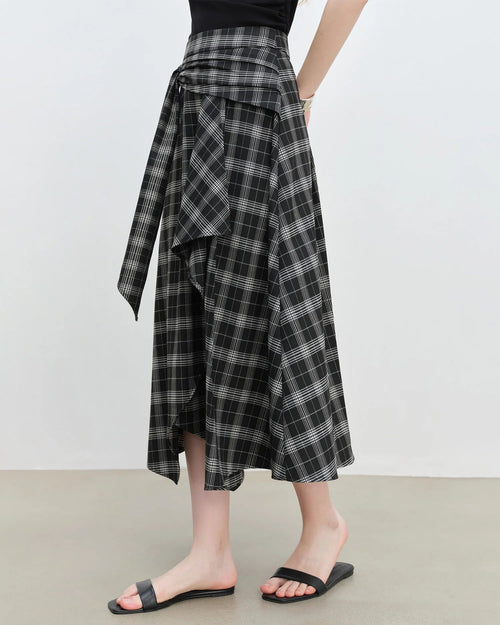 Asymmetrical Hem High-Waisted A-Line Skirt