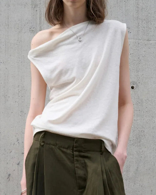 Irregular One-Shoulder Sleeveless T-Shirt