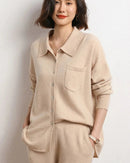 Cashmere Knitted Turn-down Collar Shirt