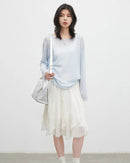 Hollow-Out Slant Shoulder Knit Top