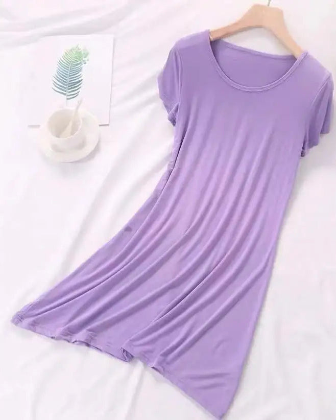 Modal Short Sleeve Mini Sleep Dress