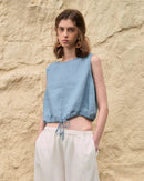 Linen Sleeveless O-Neck Casual Top