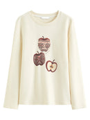 Retro Apple Print Loose T-Shirt