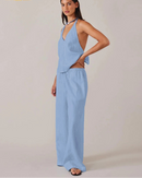 Cotton Halter Tank Wide-Leg Set