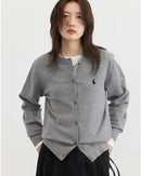 Soft blended knit cardigan with relaxed straight fit, O-neck collar, and full sleeves. Breathable, medium stretch.