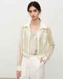 V-Neck Button-Front Long Sleeve Shirt
