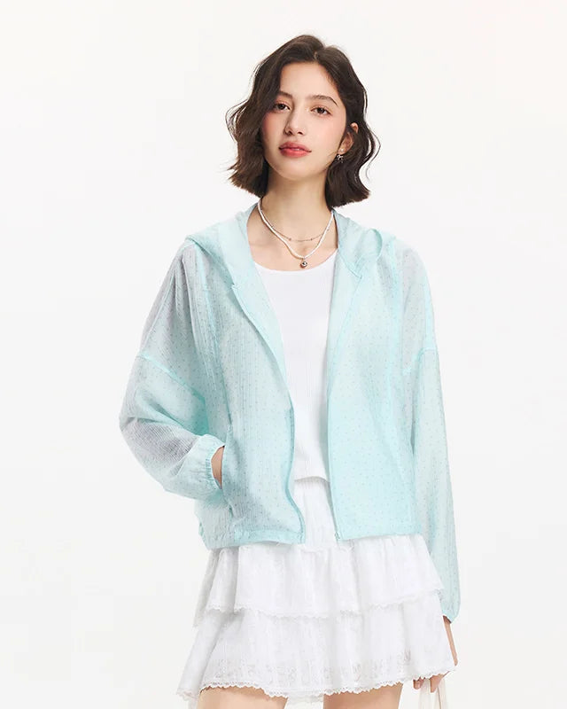 Floral Texture Oversized Hooded Sun Jacket