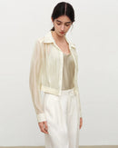 V-Neck Button-Front Long Sleeve Shirt