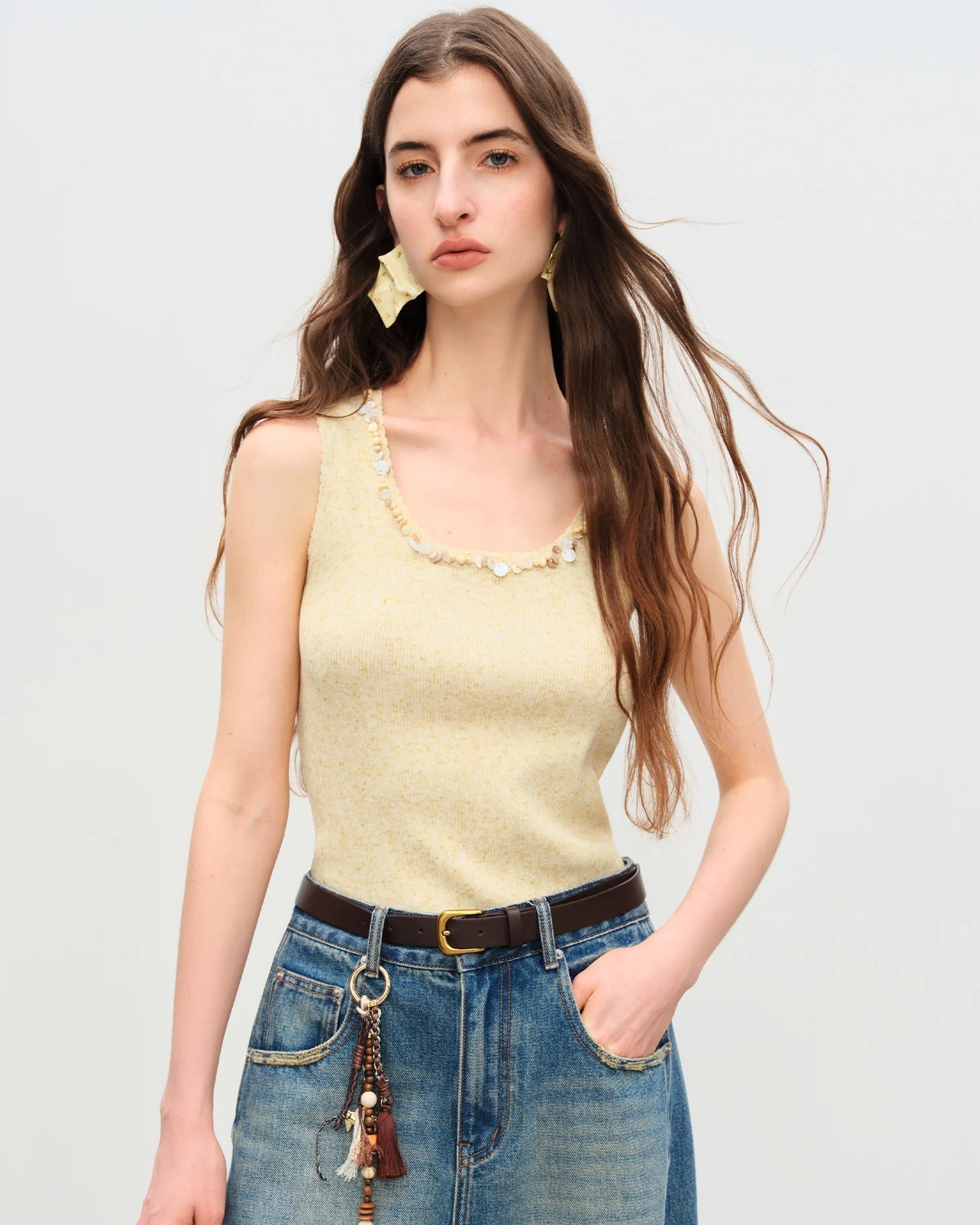 Slim-Fit A-Line Sleeveless Knitted Vest