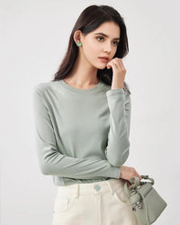 Wool-Blend Long-Sleeve O-Neck Tee