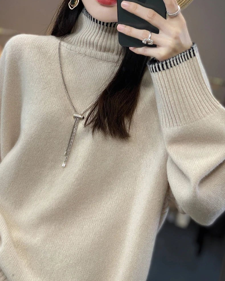 Oversized 100% Wool Turtleneck Sweater