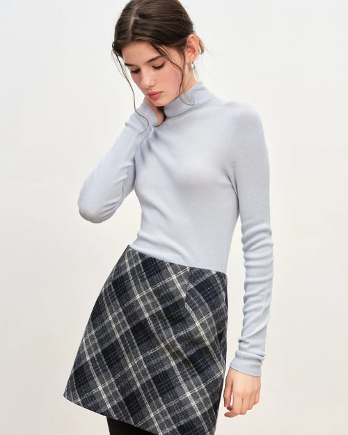 Retro Plaid High-Waist Knit Mini Skirt