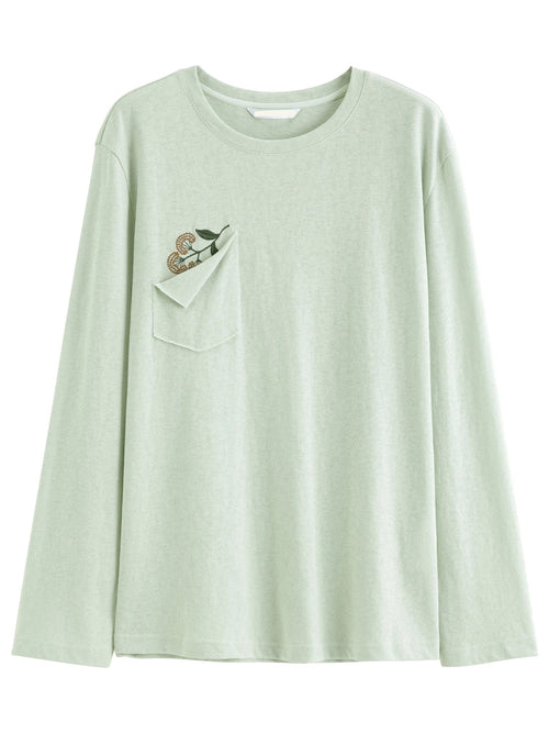 Loose-Fitting Embroidered Sun Protection T-Shirt