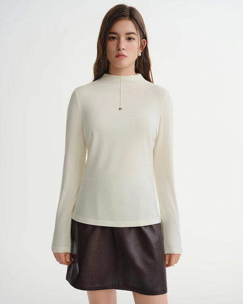 Antibacterial Soft-Touch Turtleneck Layering Top