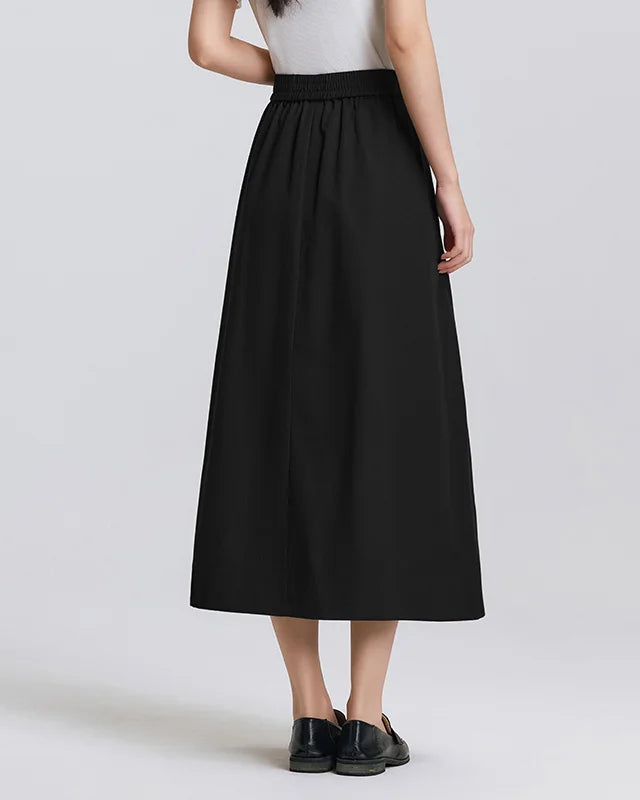 Relaxed Cotton Tencel A-Line Skirt