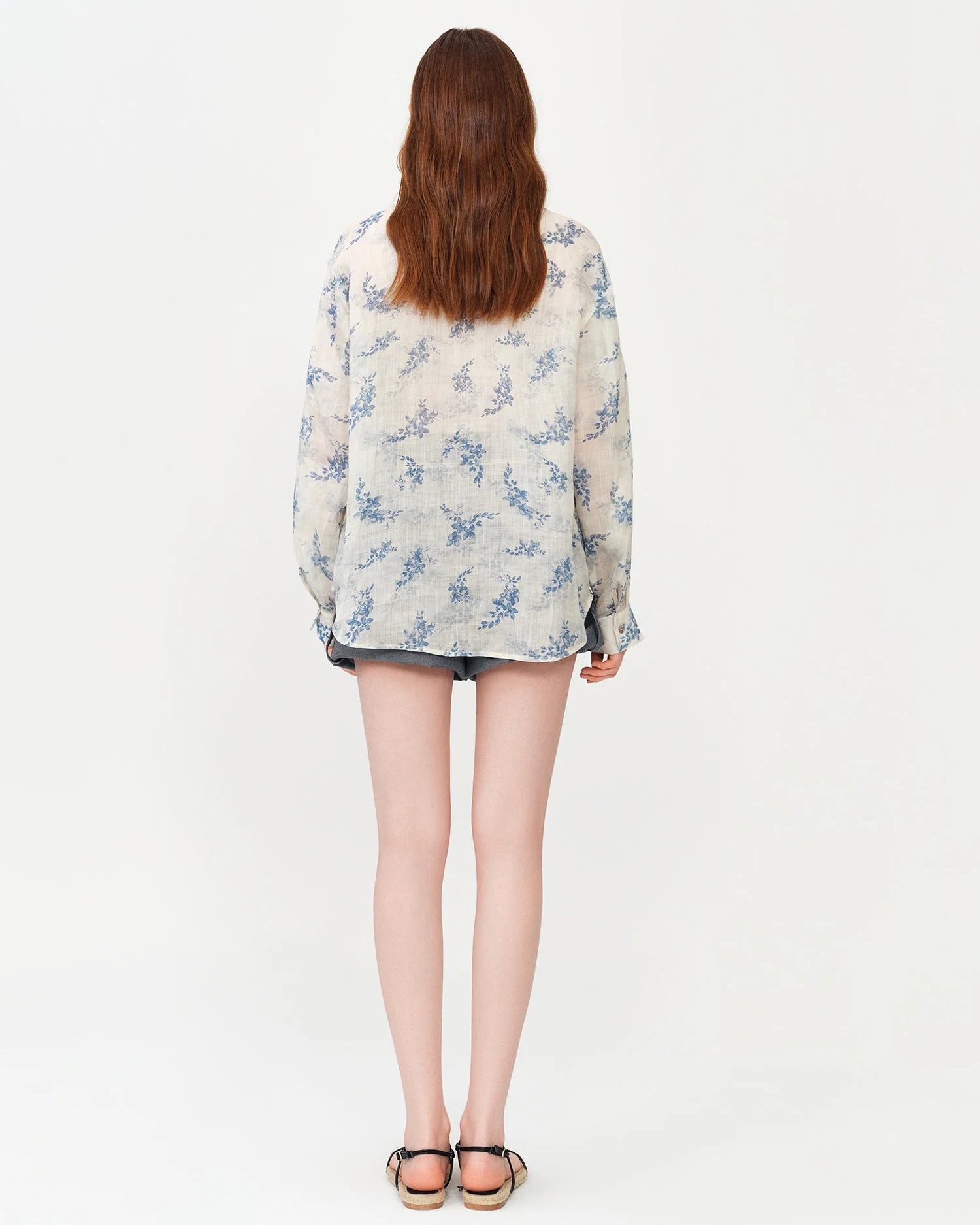 Long Sleeve Floral Print V-Neck Shirt