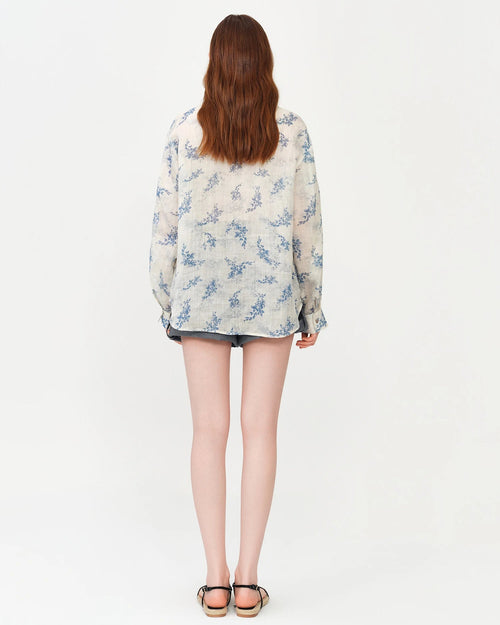 Long Sleeve Floral Print V-Neck Shirt