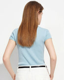 Semi-High Neck Short-Sleeve Knit Sweater
