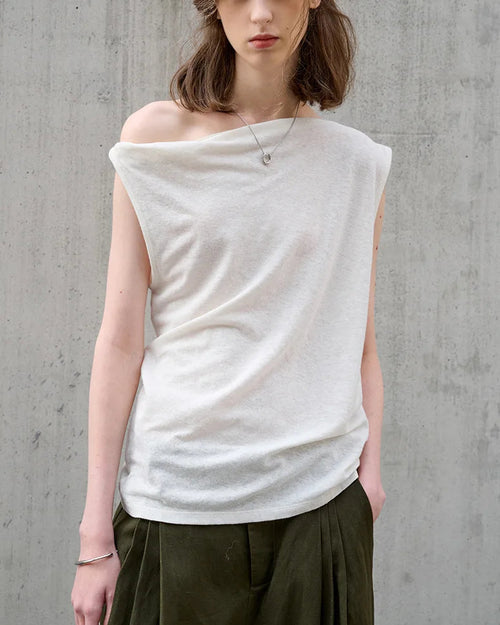 Irregular One-Shoulder Sleeveless T-Shirt