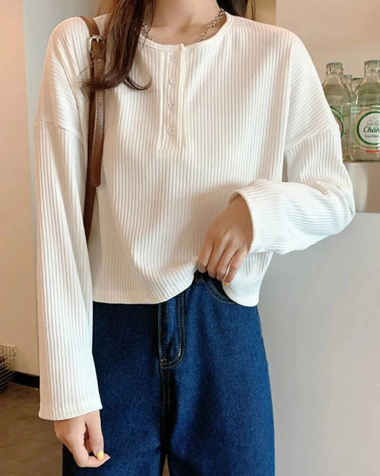 Button Design Long Sleeve Shirt