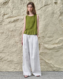 Ruched Linen Sleeveless Vest Top