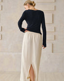Off-The-Shoulder Slim-Fit Long-Sleeved T-Shirt