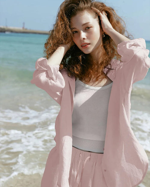 Loose-Fit Linen-Blend Button-Down Shirt