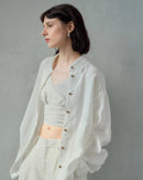 Linen V-Neck Spaghetti Strap Cropped Vest