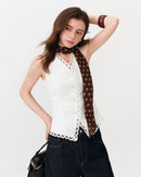 Premium lace-trimmed V-neck cotton vest crafted for a modern fit, offering breathable comfort and elegant detailing for your lounging needs or daily activities.