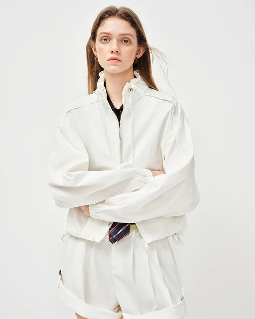 Stand-Collar Single-Breasted Short Jacket