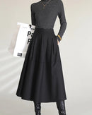 Casual High-Waisted Belted Pocket A-Line Slit Skirt