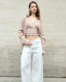 Linen V-Neck Spaghetti Strap Cropped Vest