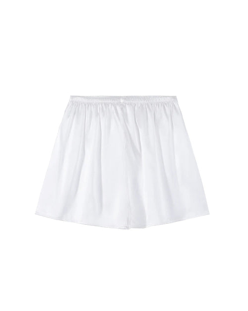 Mulberry Silk Satin Elastic-Waist Shorts