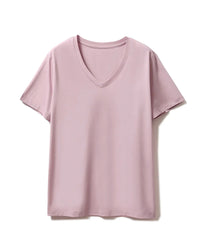 Silk-Cotton-Modal V-Neck Short Sleeve Tee