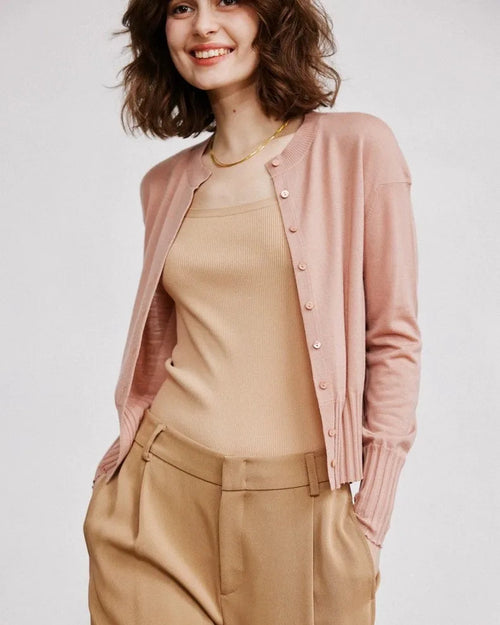 Round Neck Short Wool Cardigan