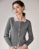 Color-Blocked Faux Two-Piece Knit Cardigan