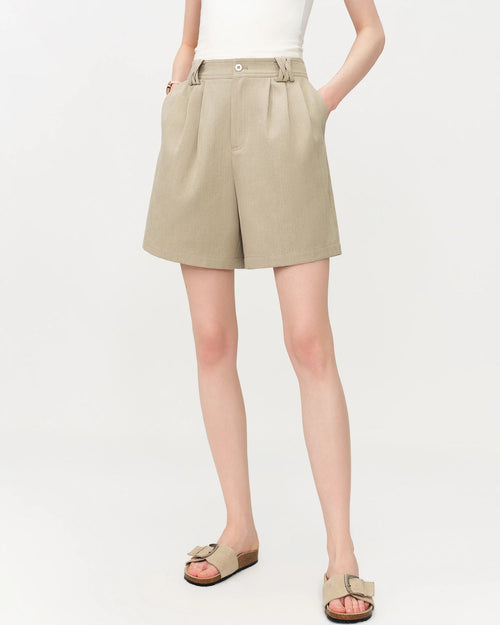 Versatile Linen Blend Classic Casual Shorts