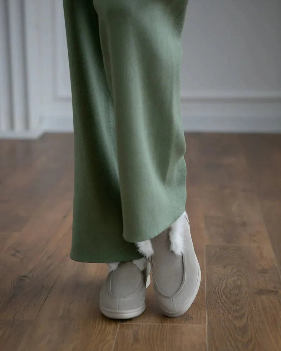 Half Turtleneck Sweater & Wide Leg Pants Knitted Set