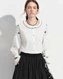Embroidered Lace Flare Sleeve Shirt