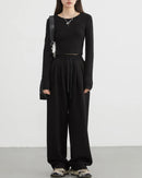 High-Waisted Drawstring Wide-Leg Pants