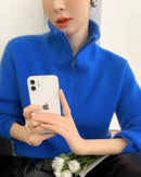 Gentle Herd Lapel Zipper Cashmere Pullover